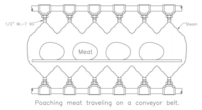 Custom Spray Nozzle Solutions - Poaching Meat with Steam