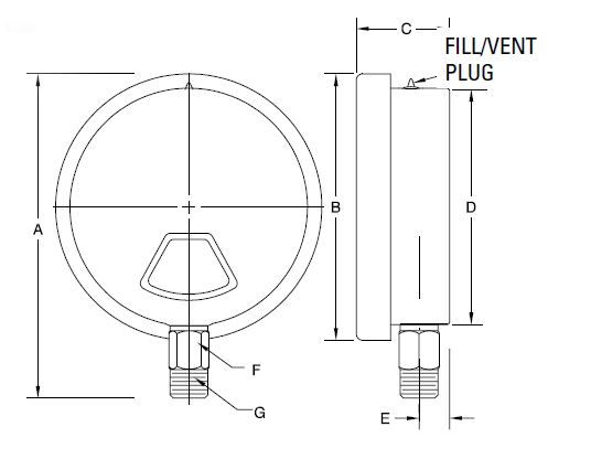 Glycerin Fileed INdutrial Pressure Gauge 400 LFSS12 Diagram 