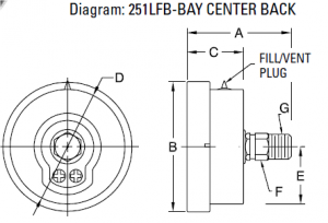 Glycerin Filled INdustrial Pressure Gauge 251- LFb Bay- Center Back