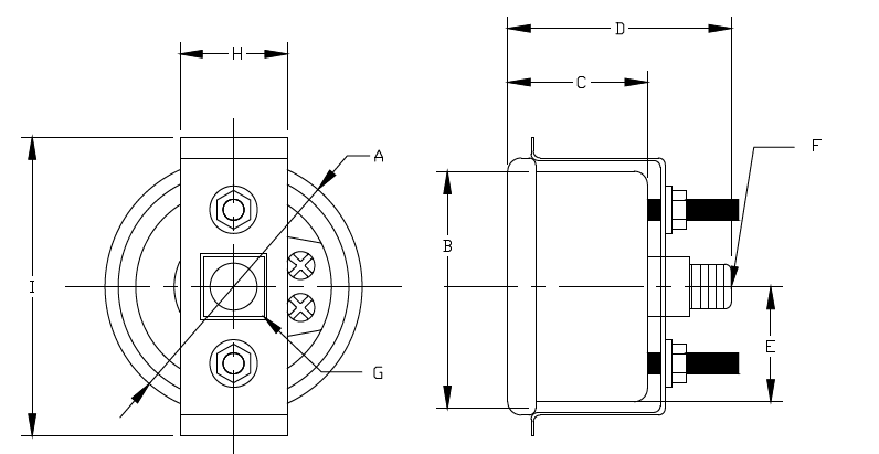 All Purpose Panel Mount Pressure Gauge PA Diagram