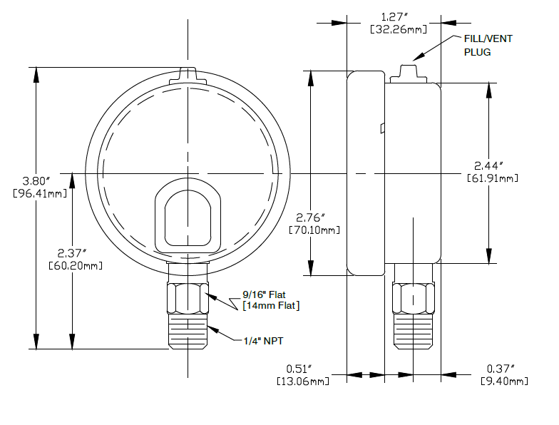 Optimal Glycerin Filled Pressure Gauge Diagram