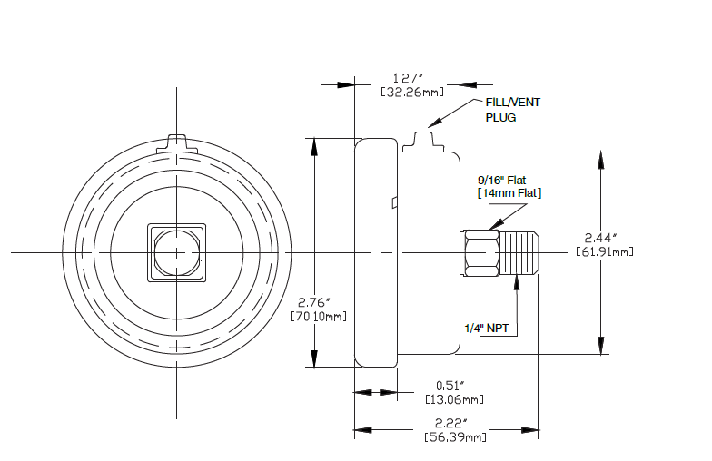 Optimum Glycerin Filled Pressure gauge Diagram Q251SP