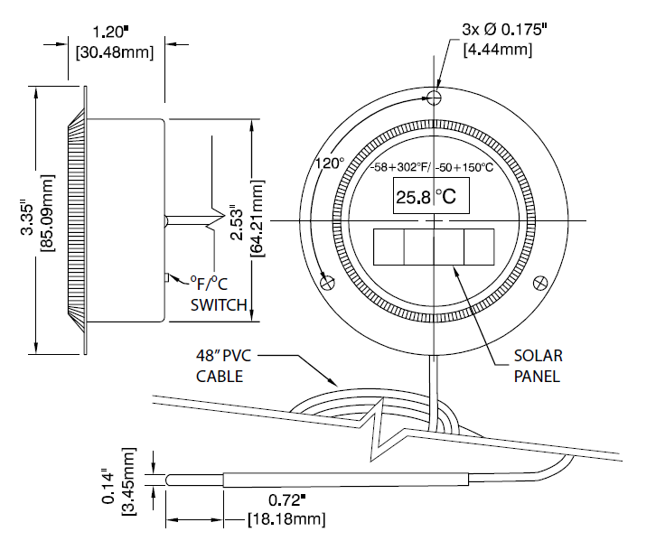 Solar Thermometer DIT250 Diagram