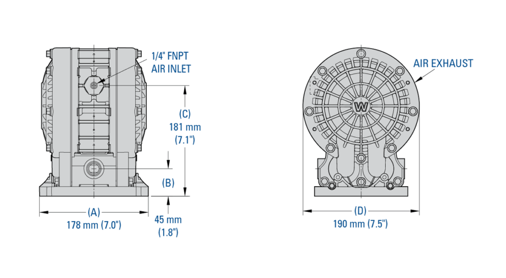 Wilden V150 Velocity Compact Pump Dimensions