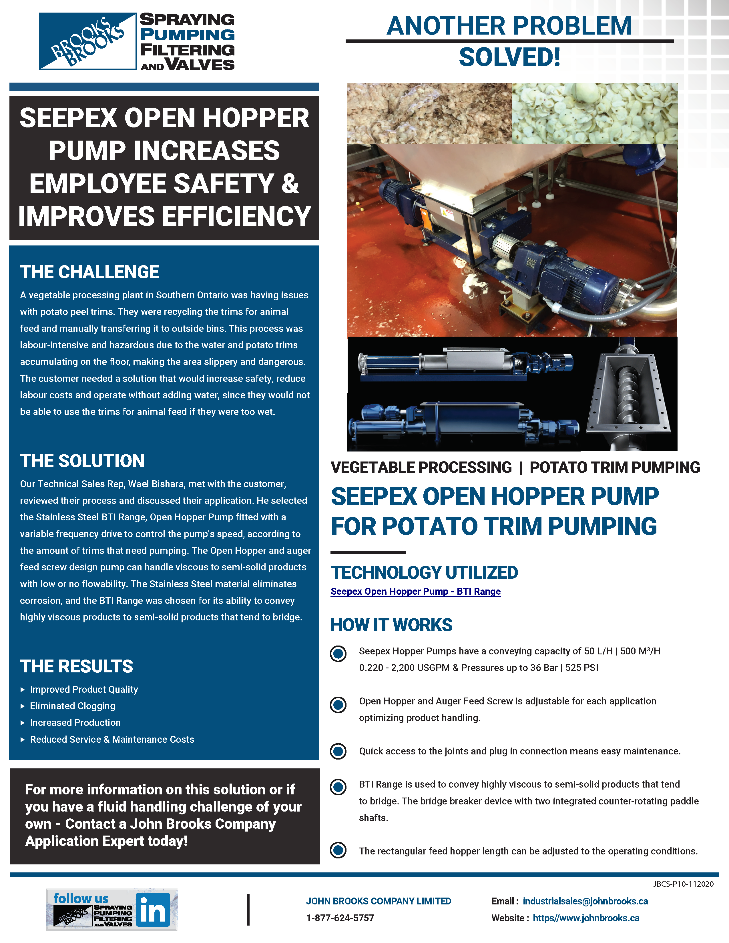 Open Hopper Pump for Potato Trim Pumping